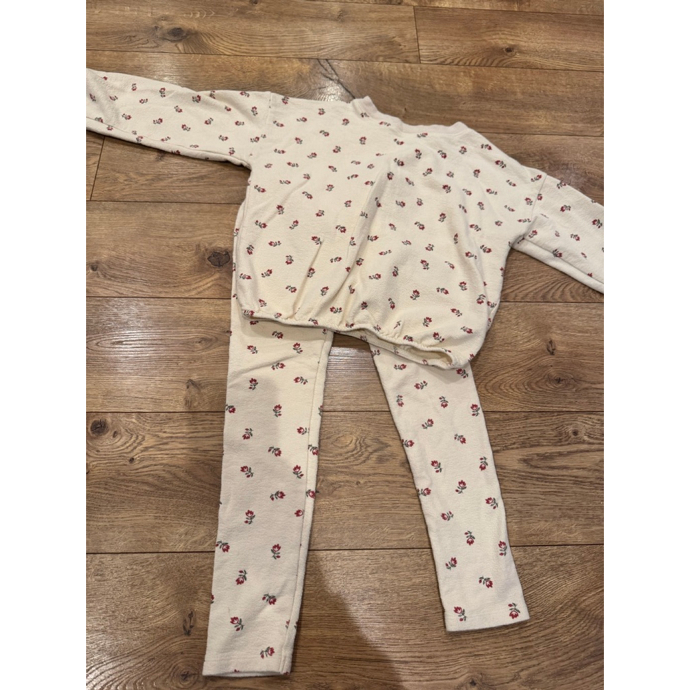 Girls Rylee + Cru Matching Set 6/7 Y Beige Red Floral